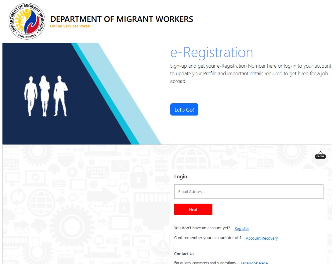 eregistration page
