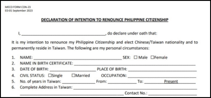 Apply Renunciation Philippine Citizenship